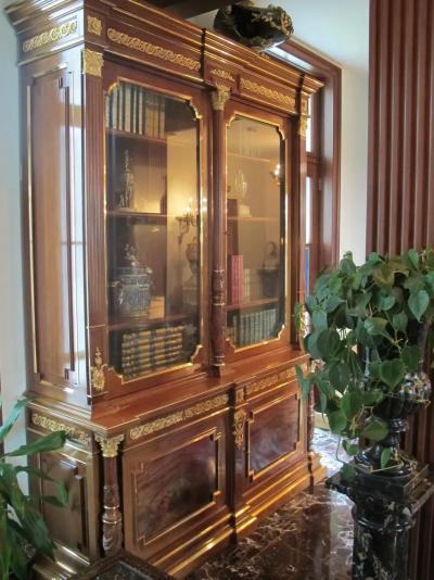 A Fine Louis XVI Style Gilt Bronze Mounted Mahogany Bookcase Bibliotheque
