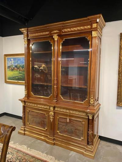 A Fine Louis XVI Style Gilt Bronze Mounted Mahogany Bookcase Bibliotheque