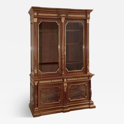 A Fine Louis XVI Style Gilt Bronze Mounted Mahogany Bookcase Bibliotheque