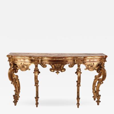 A Fine North Italian 18th Century Giltwood Console Table