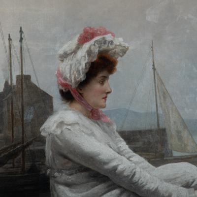 A Fine Oil on Canvas of the Lass That Loved a Sailor by Julius Mendes Price