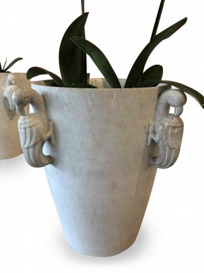 A Fine Pair Of French Art Deco Statuary Marble Jardiniere