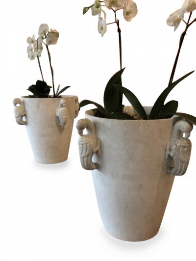 A Fine Pair Of French Art Deco Statuary Marble Jardiniere