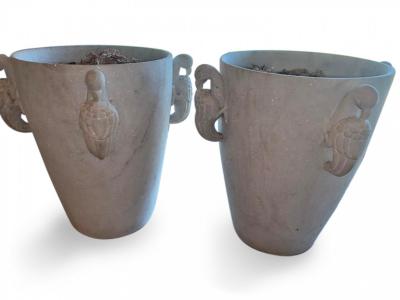 A Fine Pair Of French Art Deco Statuary Marble Jardiniere