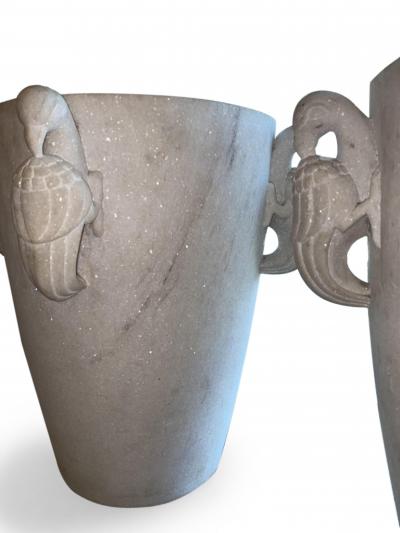 A Fine Pair Of French Art Deco Statuary Marble Jardiniere