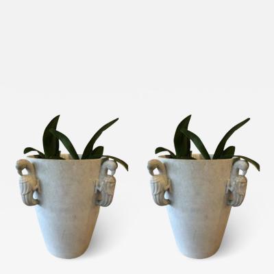 A Fine Pair Of French Art Deco Statuary Marble Jardiniere