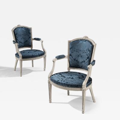 A Fine Pair Of George III Painted Armchairs