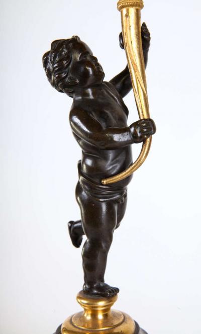 A Fine Pair of 18th Century Bronze and Gilt Bronze Candelabra