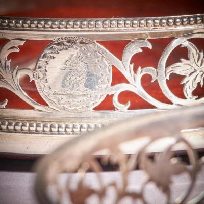 A Fine Pair of 18th Century George III Silver Engraved Open Fret Wine Coasters