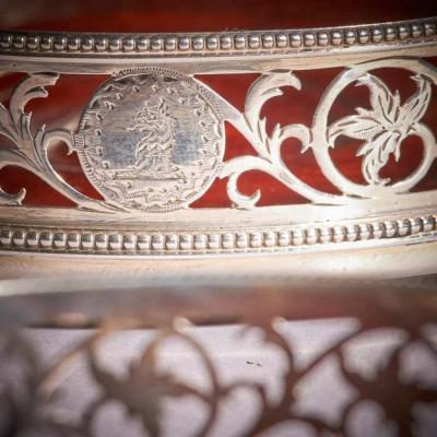 A Fine Pair of 18th Century George III Silver Engraved Open Fret Wine Coasters