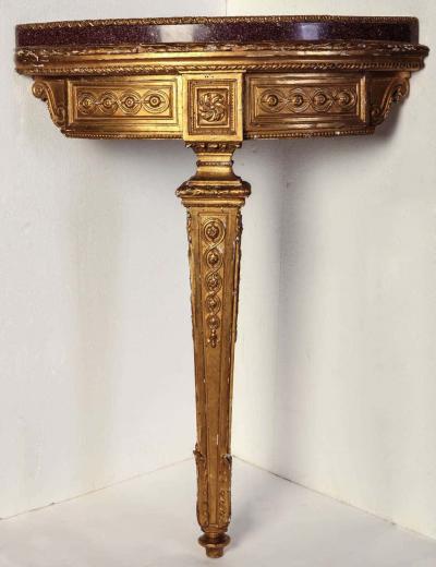 A Fine Pair of 18th Century North Italian Encoignures with Porphyry Marble Top