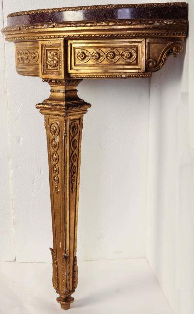 A Fine Pair of 18th Century North Italian Encoignures with Porphyry Marble Top