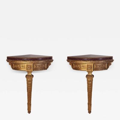 A Fine Pair of 18th Century North Italian Encoignures with Porphyry Marble Top