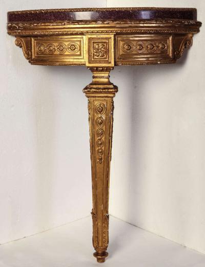 A Fine Pair of 18th Century North Italian Encoignures with Porphyry Marble Top