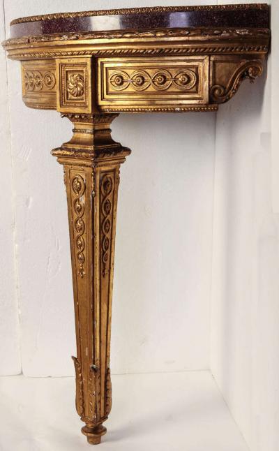 A Fine Pair of 18th Century North Italian Encoignures with Porphyry Marble Top