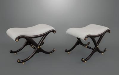 A Fine Pair of Regency X Frame Stools Almost Certainly by Gillows of Lancaster