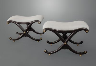 A Fine Pair of Regency X Frame Stools Almost Certainly by Gillows of Lancaster
