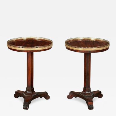 A Fine Pair of Rosewood and Brass End Tables