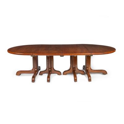 A Fine Quality and Large Four Pillar Brown Oak Extending Dining Table c 1900
