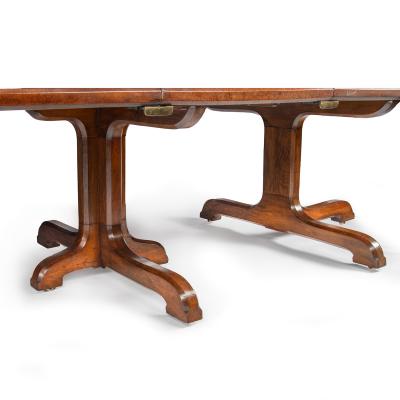 A Fine Quality and Large Four Pillar Brown Oak Extending Dining Table c 1900