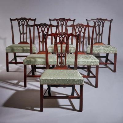 A Fine Set of Six George III 18th Century Gothic Chippendale Dining Chairs 1760
