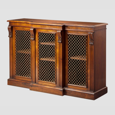A Fine Small Rosewood Breakfront Cabinet