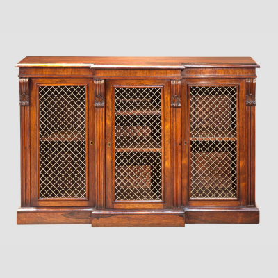 A Fine Small Rosewood Breakfront Cabinet