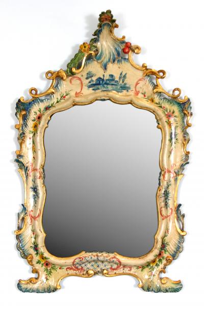 A Fine Venetian Lacquered Toilette or Dressing Table Mirror