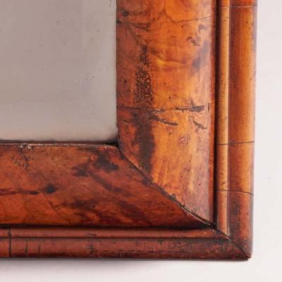 A Fine William and Mary 17th Century Figured Walnut Cushion Mirror C 1690