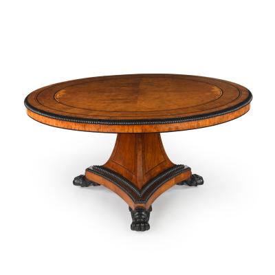 A Fine and Important Regency Pollard Oak and Ebony Centre Table