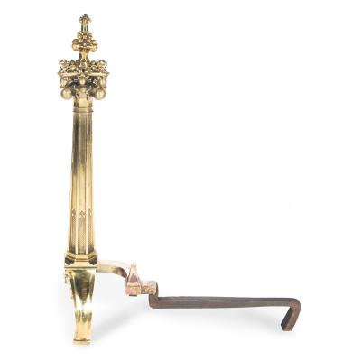 A Fine and Interesting Pair of Late 19th Century Gothic Revival Ormolu Andirons