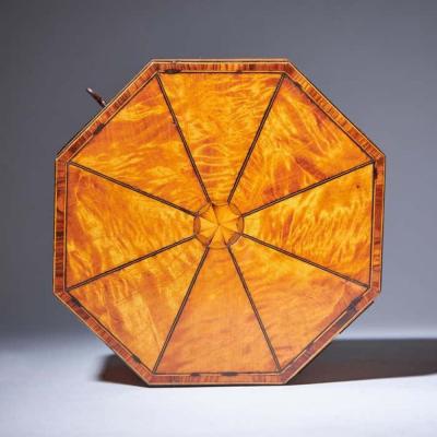 A Fine and Rare George III Octagonal Figured Satinwood Box C 1790