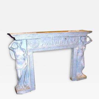 A Finely Carved Italian White Marble Mantel