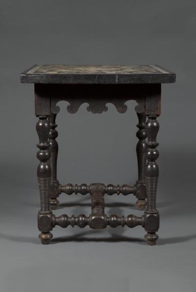 A Floral Late Baroque Scagliola Center Table Of Rare Small Scale