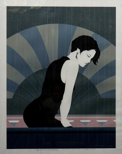 A Framed Art Deco Style Limited Edition Print of a Woman 1980s