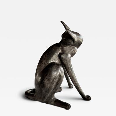 A French 1920s Egyptian Revival Bronze of a Cat