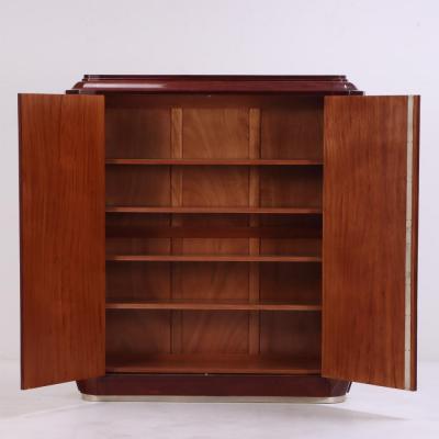 A French Art Deco amboyna wood and mahogany cabinet wardrobe C 1930 