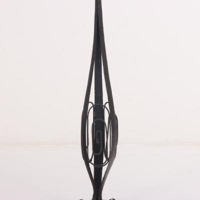 A French Art Deco hand hammered iron floor lamp C 1930 