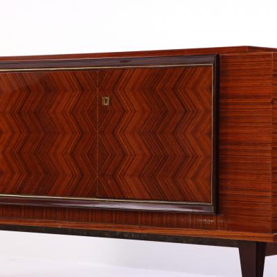 A French Art Deco style Exotic Wood Sideboard Buffet C 1945 