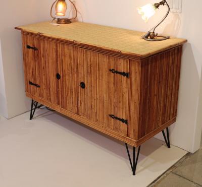 A French Bamboo Iron Work Cabinet circa 1940