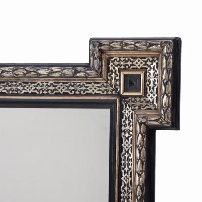 A French Baroque style black silver leaf mirror frame C 1890 