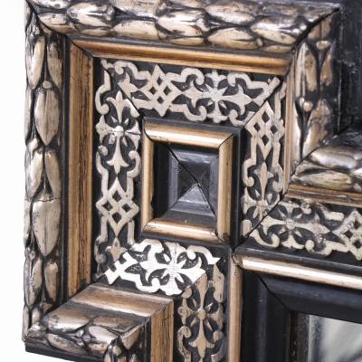 A French Baroque style black silver leaf mirror frame C 1890 