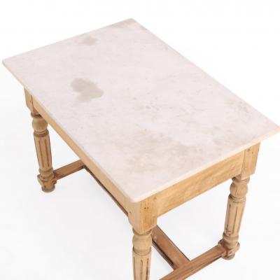 A French Beech Marble Top Table C 1890 
