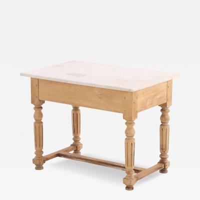 A French Beech Marble Top Table C 1890 
