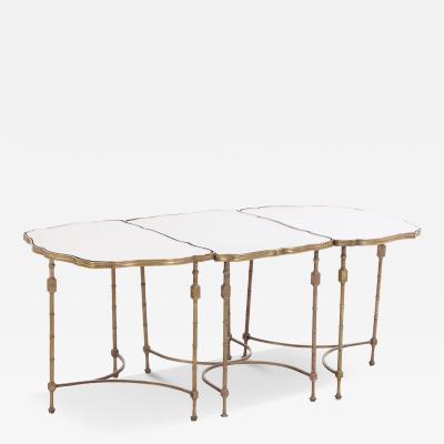 A French Brass Mirrored Tripartite Coffee Table C 1950 