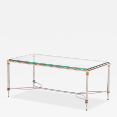 A French Brass and Steel Coffee Table in the manner of Maison Jansen C 1960 