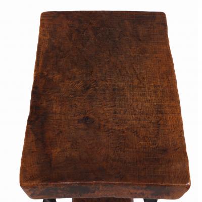 A French Brutalist style Elm and Iron Console Occasional Table C 1950 