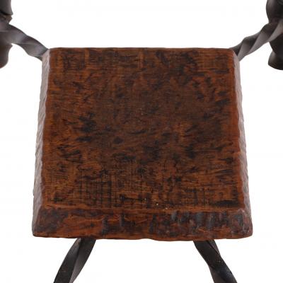 A French Brutalist style Elm and Iron Console Occasional Table C 1950 