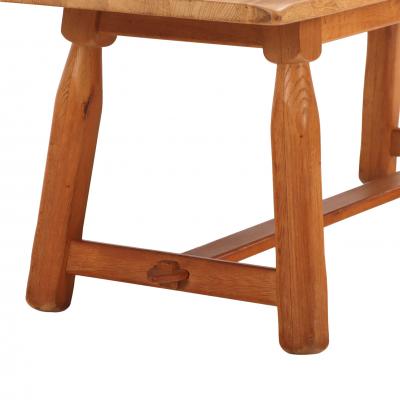 A French Brutalist style solid oak dining table C 1950 