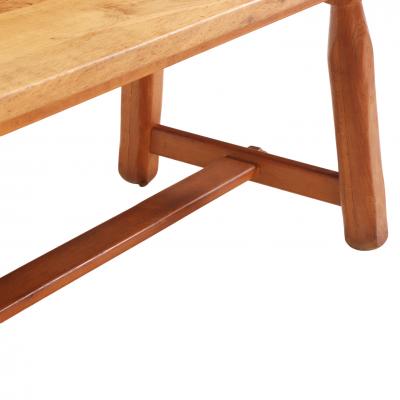 A French Brutalist style solid oak dining table C 1950 